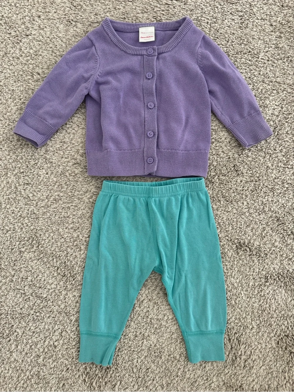 Hanna Andersson Purple Cardigan + Blue Leggings Bundle